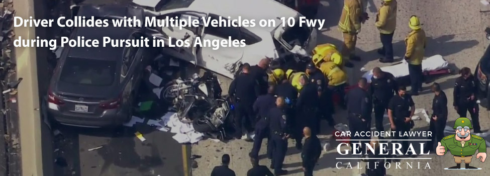 Driver Collides with Multiple Vehicles on 10 Freeway during Police Pursuit in Los Angeles