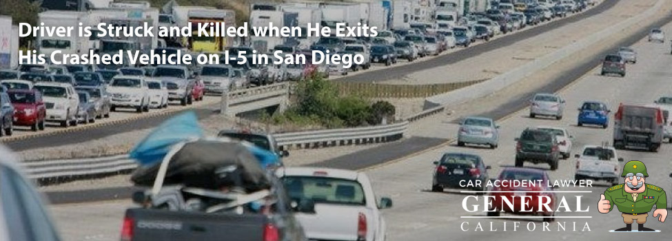 Driver is Struck and Killed when He Exits His Crashed Vehicle on I-5 in San Diego