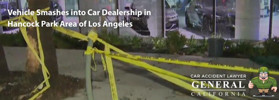 Vehicle Smashes into Car Dealership in Hancock Park Area of Los Angeles